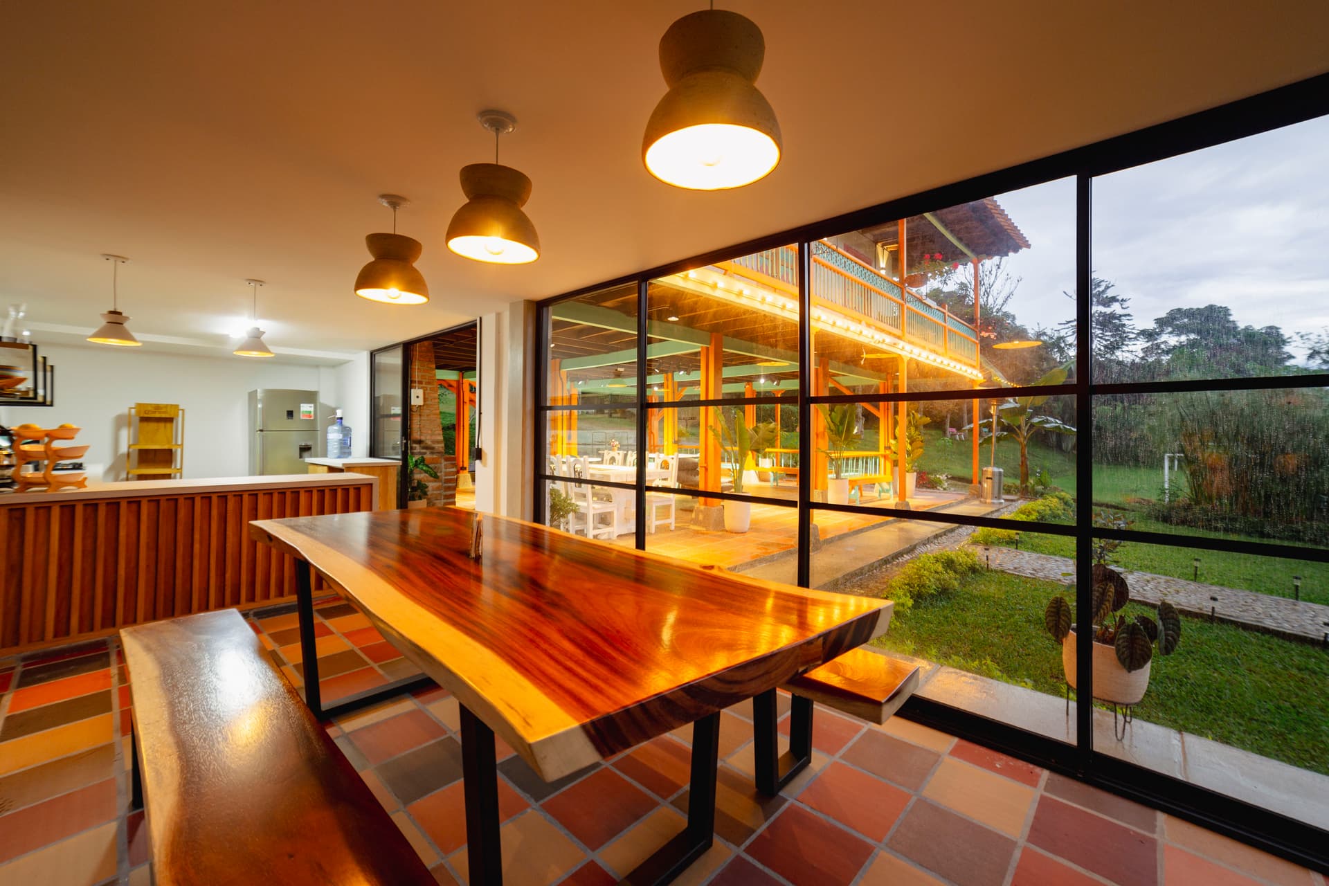 Coffee farm tour showing bean processing in the mountains of Jardín Colombia