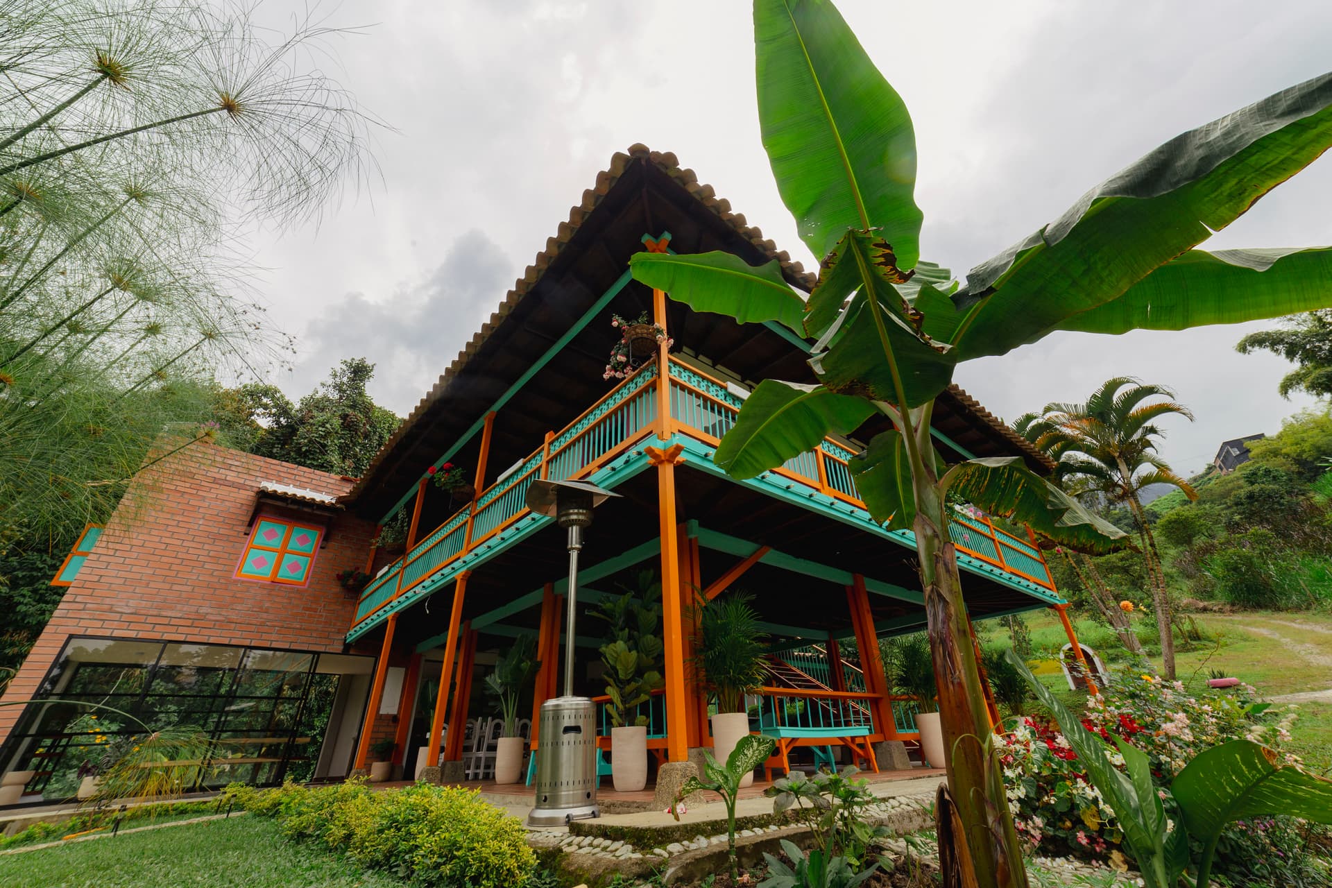 Colorful facades and market stalls in the main plaza of Jardín Colombia