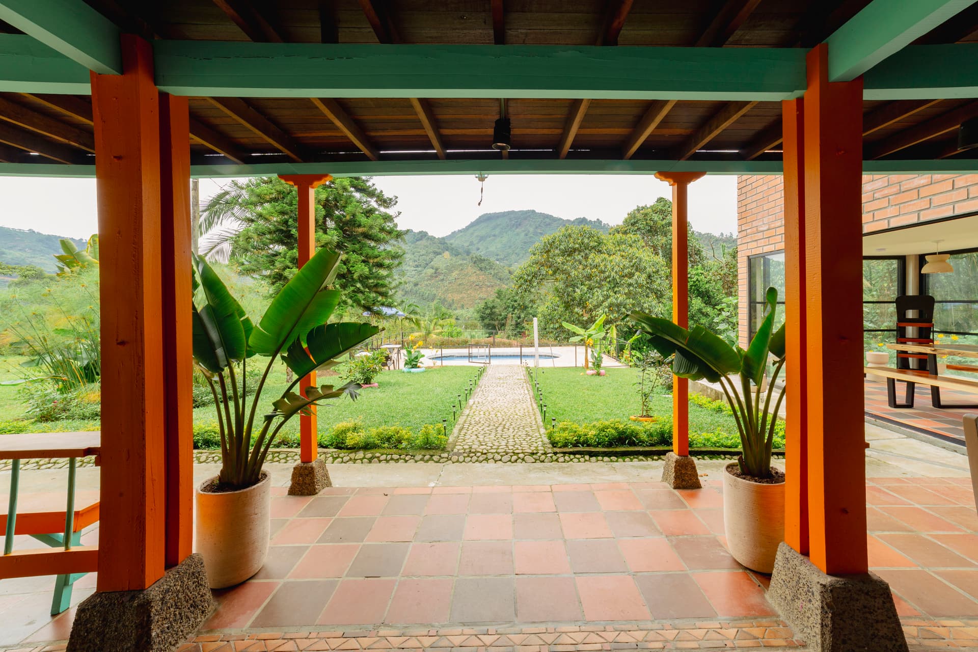 Birdwatcher with binoculars surrounded by lush cloud forest vegetation near Jardín