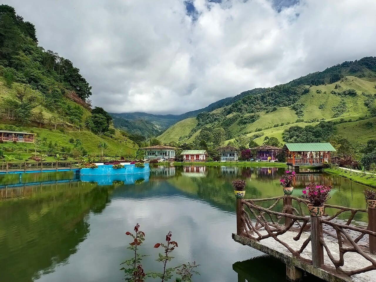 Swimming pool at a hostel in the Colombian mountains