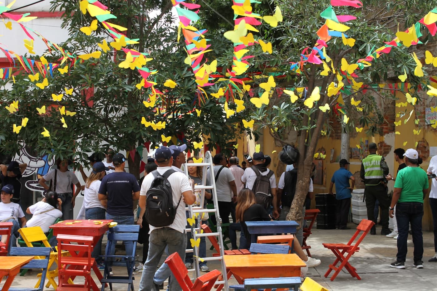 Colorful colonial buildings lining a street in Jardín, Colombia